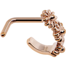 Load image into Gallery viewer, 18G Rose Gold PVD Daisy Flower Chain Faux Hoop L Shaped Nose Ring