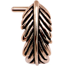 Load image into Gallery viewer, 18G Rose Gold PVD Feather Faux Hoop L Shaped Nose Ring