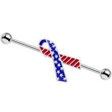 Load image into Gallery viewer, USA American Flag Red White Blue Cause Ribbon Industrial Barbell 38mm
