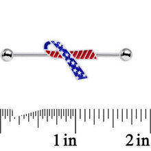 Load image into Gallery viewer, USA American Flag Red White Blue Cause Ribbon Industrial Barbell 38mm