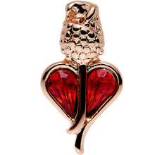 Load image into Gallery viewer, 16G 1/4 Red Gem Rosy Hue Heart and Rose Flower Tragus Cartilage Earring