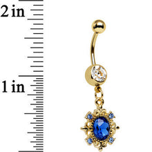将图片加载到图库查看器,Clear Blue Gem Gold Anodized Royal Coronation Dangle Belly Ring