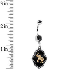 Load image into Gallery viewer, Black Gem Black Disc Back To Bali Elephant Dangle Belly Ring