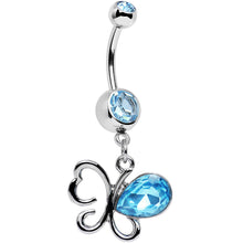 Load image into Gallery viewer, Aqua Gem There and Gone Again Bashful Butterfly Dangle Belly Ring