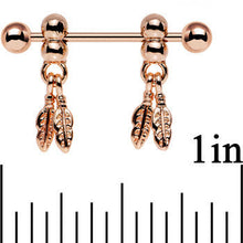 将图片加载到图库查看器,14G .94 Rose Gold Fair Weather Feather Dangle Nipple Ring Set