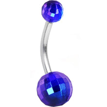 将图片加载到图库查看器,Dark Blue Acrylic Big Bottom Disco Ball Basic Belly Ring