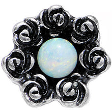 Load image into Gallery viewer, 16G 1/4 White Synthetic Opal Rose Flower Tragus Cartilage Earring
