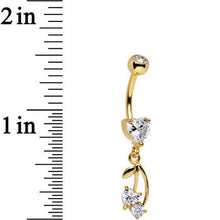Load image into Gallery viewer, Clear Gem Gold Anodized Life is Pair of Cherries Dangle Belly Ring