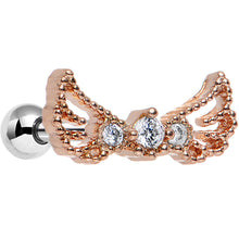 将图片加载到图库查看器,16G 1/4 Clear Rosy Steel Angel Wing Trifecta Cartilage Earring