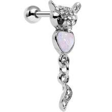 Load image into Gallery viewer, 16G 1/4 White Faux Opal Heart of an Owl Dangle Cartilage Earring