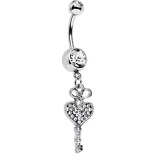将图片加载到图库查看器,Clear Gem Have a Heart Hold the Key Dangle Belly Ring