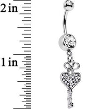 将图片加载到图库查看器,Clear Gem Have a Heart Hold the Key Dangle Belly Ring