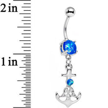 将图片加载到图库查看器,Aqua Faux Opal Celtic Knot Anchor Dangle Belly Ring
