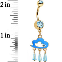 Load image into Gallery viewer, Aqua Gem Gold Anodized Drops of Pink Rain Cloud Dangle Belly Ring
