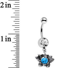 将图片加载到图库查看器,Faux Turquoise Clear Gem Delicate Style Dangle Belly Ring