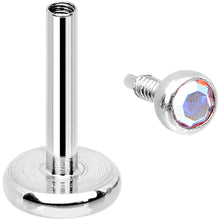 Load image into Gallery viewer, 18G 1/4 Aurora 2mm CZ Gem Internally Threaded Cartilage Earring