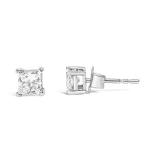 Load image into Gallery viewer, 14K White Gold 3/8 Cttw Lab Grown Princess-Cut Diamond 4-Prong Solitaire Stud Earrings (VS1-VS2 Clarity, F-G Color)