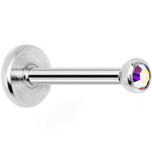 Load image into Gallery viewer, 18G 5/16 Aurora 2mm CZ Internally Threaded Labret Monroe Tragus