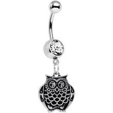 将图片加载到图库查看器,Clear Gem Ornery Owl Dangle Belly Ring