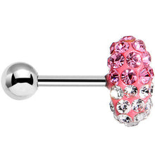 Load image into Gallery viewer, 16G 1/4 Pink and Clear Gem Paved Pink Tragus Cartilage Earring