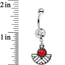 将图片加载到图库查看器,Clear Red Gem Framework Fan Dangle Belly Ring