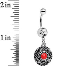 将图片加载到图库查看器,Clear Red Gem Disc Dangle Belly Ring