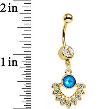 将图片加载到图库查看器,Clear Aqua Gem Gold PVD Debutante Dangle Belly Ring