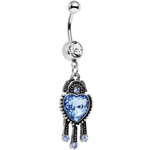 将图片加载到图库查看器,Clear Blue Gem Baby Blue Heart Dangle Belly Ring