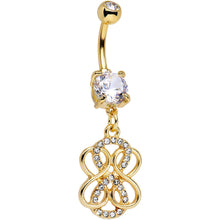 将图片加载到图库查看器,Clear Gem Gold PVD Mobius Strip Infinity Dangle Belly Ring