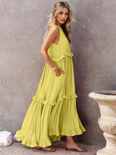 Load image into Gallery viewer, Romantic Ruffled Sleeveless Tiered Maxi Dress with Pockets Elegant & Chic Statement Beautiful Design Dress