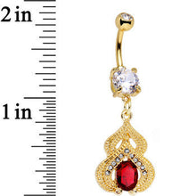Load image into Gallery viewer, Clear Red Gem Gold PVD Fancy Delilah Dangle Belly Ring