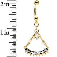 Load image into Gallery viewer, Clear Aurora Gem Gold Anodized Euclidian Arc Dangle Belly Ring