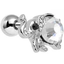 将图片加载到图库查看器,16G 1/4 Clear Gem Steel Glam Elephant Tragus Cartilage Earring