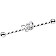 Load image into Gallery viewer, 14G Clear Gem Frolicking Butterfly Industrial Barbell 38mm