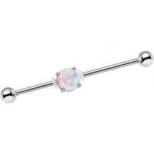 Load image into Gallery viewer, 14G White Faux Opal Opulence Industrial Barbell 38mm