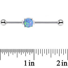 Load image into Gallery viewer, 14G Blue Faux Opal Opulence Industrial Barbell 38mm