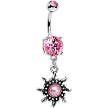将图片加载到图库查看器,Pink Gem Frosted Pink Orb Spun Sun Dangle Belly Ring