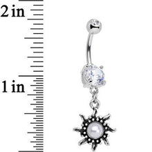 Load image into Gallery viewer, Clear Gem Frosted White Orb Spun Sun Dangle Belly Ring
