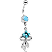 将图片加载到图库查看器,Faux Turquoise Southwestern Bundle and Bow Dangle Belly Ring