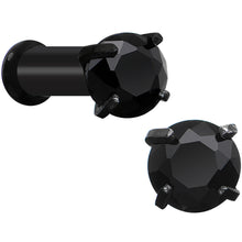 Load image into Gallery viewer, 10G Black CZ Gem Black IP Bling Double Flare Plug Set