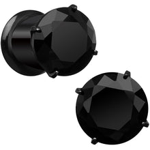Load image into Gallery viewer, 0G Black CZ Gem Black IP Bling Double Flare Plug Set