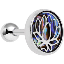 Load image into Gallery viewer, 16G 1/4 Abalone Shell Steel Lotus Flower Tragus Cartilage Earring