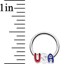 Load image into Gallery viewer, 16G 3/8 Red White Blue Celebrate All Day USA BCR Captive Ring