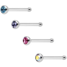 Load image into Gallery viewer, 20G 1/4 Aurora Pink Purple Aqua Stainless Steel Nose Bone 4 Pack Set