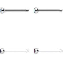 Load image into Gallery viewer, 20G 1/4 Aurora Pink Purple Aqua Stainless Steel Nose Bone 4 Pack Set