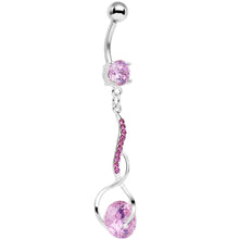 将图片加载到图库查看器,Pink Gem Teriyaki Twisted Strip Drop Dangle Belly Ring