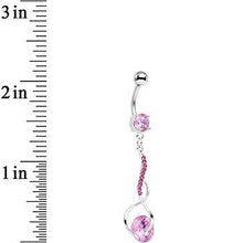 将图片加载到图库查看器,Pink Gem Teriyaki Twisted Strip Drop Dangle Belly Ring