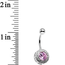 Load image into Gallery viewer, Pink Gem Cute as a Button Lattice Frame Belly Ring