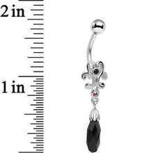 将图片加载到图库查看器,Aurora Black Gem Filigree Drop Dangle Belly Ring