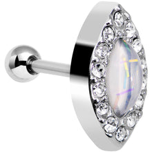 将图片加载到图库查看器,16G 1/4 White Faux Opal Clear CZ Marquis Cartilage Earring